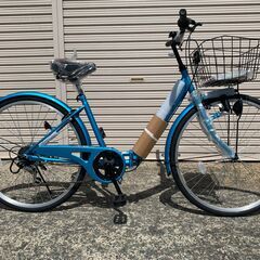 新品★未使用　折りたたみ自転車　シティサイクル　26インチ　ブルー