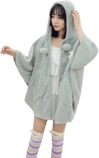 WULFUL ルームウェア マントレディース もこもこ かわいい 着る毛布 グレー