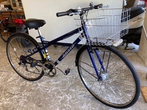 【ノーパンクタイヤ！LEDオートライト】6段変速　27インチ　ブルー