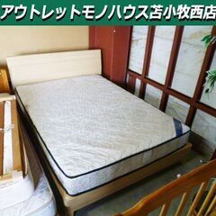 ダブルベッド マットレス付き 幅145×奥行203×高さ85cm...