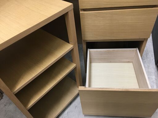 値下げしました!! 無印良品 カップボード オープンタイプ ワゴン付き オーク材 レンジボード 食器棚 幅87cm おしゃれ アンティーク風 クリーニング済 堺市 石津【ジャングルジャングルサカイ石津店】