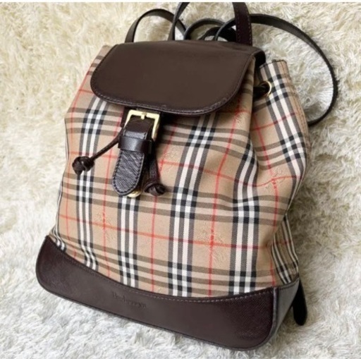 バーバリー ノバチェック リュック シャドーホース チャーム付 レザー