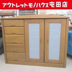 ニトリ リビングボード 食器棚 収納棚 120cm 薄型カウンタ...