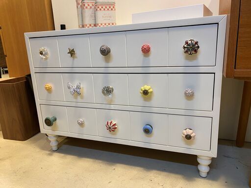 宇都宮でオシャレな家具を探すなら『オトワリバース！』Francfranc フランフラン ハンドルストックチェスト 3段 ホワイト タンス 収納家具 衣類収納 中古品