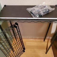 ニトリ　スチールラック　ブラック×ブラウン　天板付の画像