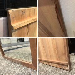 木製枠　特大ミラー　鏡の画像