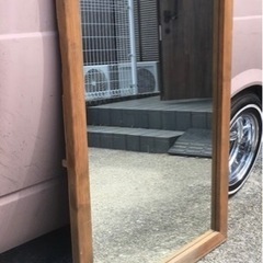 木製枠　特大ミラー　鏡の画像