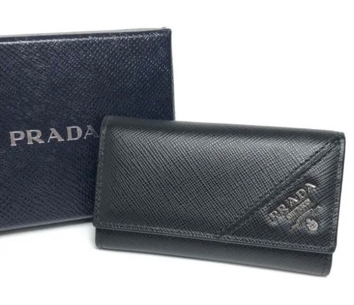 【美品】PRADA プラダ 6連キーケース サフィアーノ レザー ブラック 黒