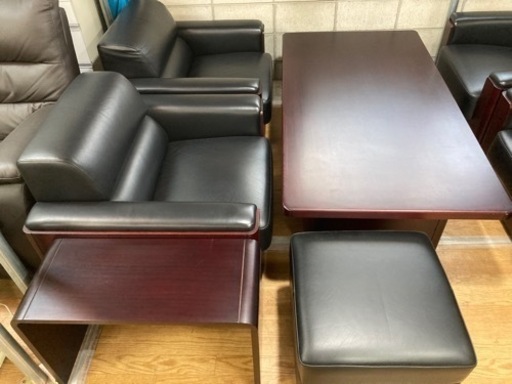 オリバー 応接8点セット 本革 中古