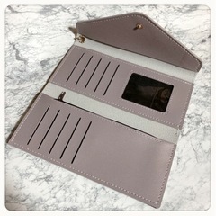 ꒰未使用꒱ウォレット ハート タッセル 無地くすみパープル  大人可愛い 長財布の画像