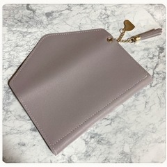 ꒰未使用꒱ウォレット ハート タッセル 無地くすみパープル  大人可愛い 長財布の画像