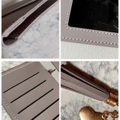 ꒰未使用꒱ウォレット ハート タッセル 無地くすみパープル  大人可愛い 長財布の画像