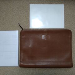 【中古・劣化品】革製品 書類ケース（レノマ） 茶／革工芸の素材として（リサイクル）の画像