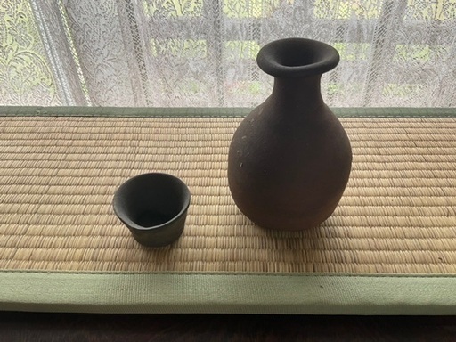 島武己（1943〜）酒器古酒セット　南蛮荒焼き「本部阿弥陀古窯」「中城古窯研究所」やちむん