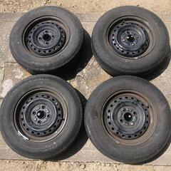中古 夏  サマー タイヤ １５５/８０Ｒ１３ スチールホイール ホイールキャップ ナット１６個付き！の画像