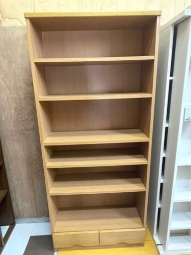 【リサイクルサービス八光　田上店　配達設置OK】ベージュ　大型本棚 引き出し付き