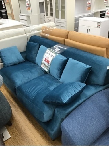 KP-43【ご来店頂ける方限定】新入荷　アウトレット　3シーターソファ　ブルー