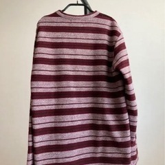 nano universe ナノユニバース ボーダー長袖トップス レッド 赤 メンズの画像