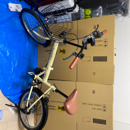 折り畳み自転車　アイボリー　室内保管、使用5回未満、美品