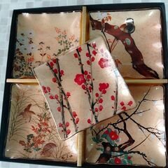 ＃光琳絵皿（硝子）KO-102（5皿セット）【新品】
