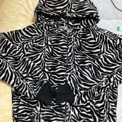ゼブラ 耳付きパーカーL