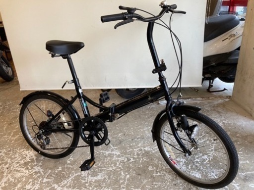 【後輪タイヤ、チューブ新品！】6段変速　20インチ　折りたたみ自転車　ブラック