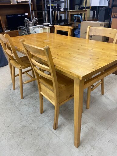 リサイクルショップどりーむ荒田店　1610　ダイニングテーブルセット　イス4脚付き　アンティーク