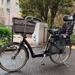 Bridgestone Angelino posh assista　チルドレンシート付き中古自転車の画像