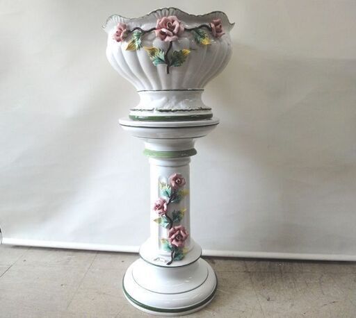 【札幌市内配送可能】イタリア demain ドマン 花瓶 花台 飾り台 陶花 陶器 花入 フラワーベース