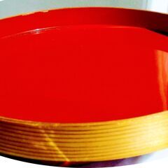 💥値下げ😍曲げわっぱ　お盆　丸盆（内朱）　100円の画像