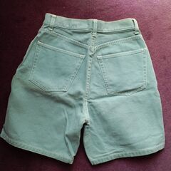 90s GAP オールドギャップ レディース デニムハーフパンツ ライトグリーンの画像