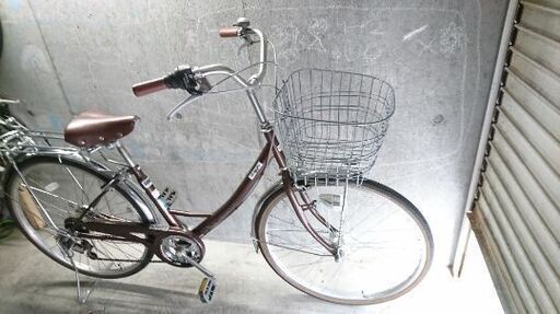 自転車中古 Viaggio 外装6段変速 オートライト カゴリアキャリア付き 鍵新品 タイヤ26インチ カラーブラウン 