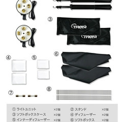 4灯×2 8灯スタジオライトキット　総消耗電力MAX200W×2 中古品の画像