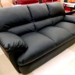 ☆美品！ ニトリ 3人掛けソファ Nシールド ビット3KD 合皮 ブラック 札幌市清田区
