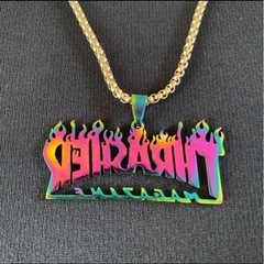スラッシャー　THASHER ネックレス　チタン色　スケボー　スケートボードの画像