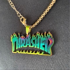スラッシャー　THASHER ネックレス　チタン色　スケボー　スケートボードの画像