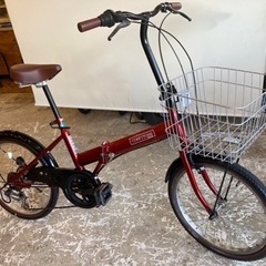 取引き中【カゴ付き】6段変速　20インチ　折りたたみ自転車　レッド