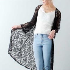 【4月中】【値下げ⭕】レースロングカーディガン ブラック