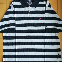 【18】ステューシー/STUSSY 胸・腕・裾ロゴボーダーポロシャツ