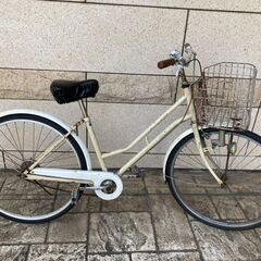 ■■かご付き自転車 サイズ26 アイボリー 変速機なし