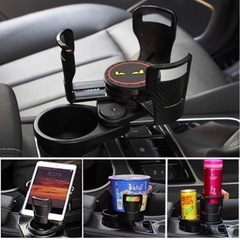 新品！車用 ドリンクホルダー 車載 カーカップホルダー 360˚回転 2 in 1多機能 調節可能の画像