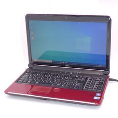 中古美品 日本製 15インチ 赤色 ノートパソコン 富士通 AH...