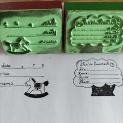 レトロ 木製 ラバー スタンプ 3種セットの画像