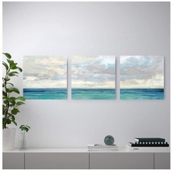 IKEA Pjatteryd 絵画3点セット オーシャンスカイ
