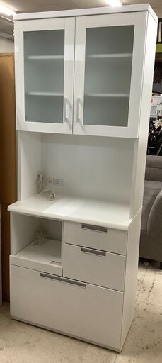 NITORI/ニトリ レンジボード 食器棚 ハイタイプ DAHLIA80KB-WH【ユーズドユーズ名古屋天白店】 J1691