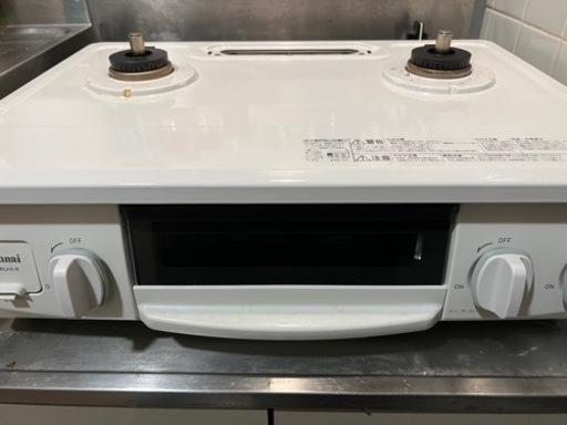 Rinnai ガスコンロ ホワロ ホワイト×アンティークブルーET34NJH4-W