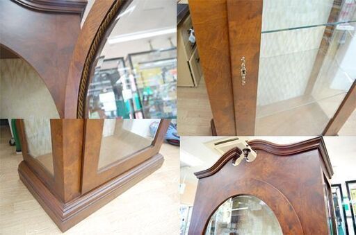 札幌市内近郊限定 コレクションボード 幅84.5×奥行42×高さ190cm 飾り棚 コレクションケース 3段 カットガラス カギ欠品 