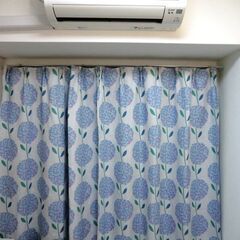 【半額】美品カーテン　綺麗あじさいデザイン　100×175cm　2枚セットの画像