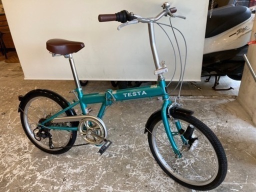 【後輪タイヤ・後輪チューブ新品！】6段変速　20インチ　折りたたみ自転車　エメラルドグリーン