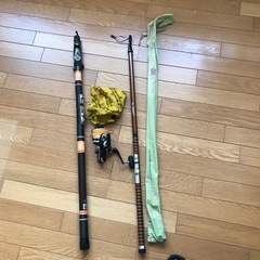 投げ釣り用の竿とリール